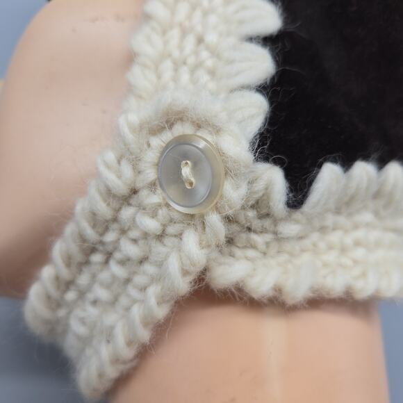 Vintage Suede & Knit Wool Aviator-Style Winter Hat Made In Italy - Picture 5 of 8